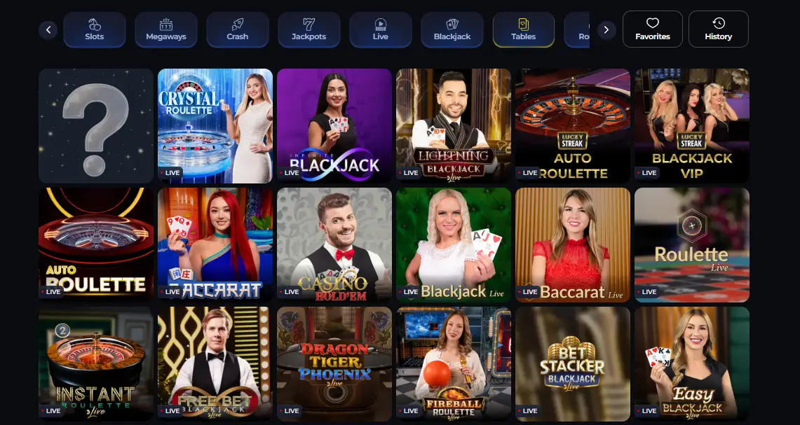 buffbets casino table games
